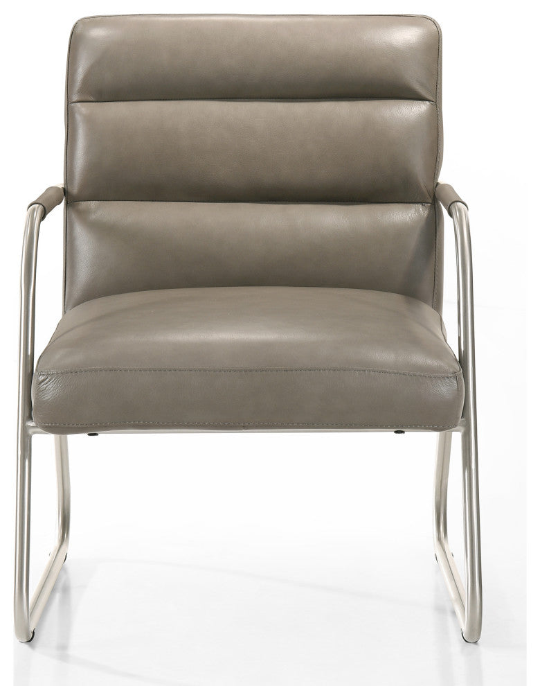 Spencer Genuine Italian Leather Lounge Accent Chair, Gray