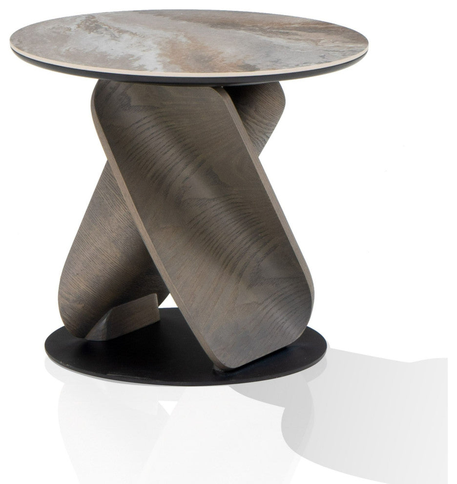 Modrest Schiff Modern Marbled Ceramic Coffee Table Set