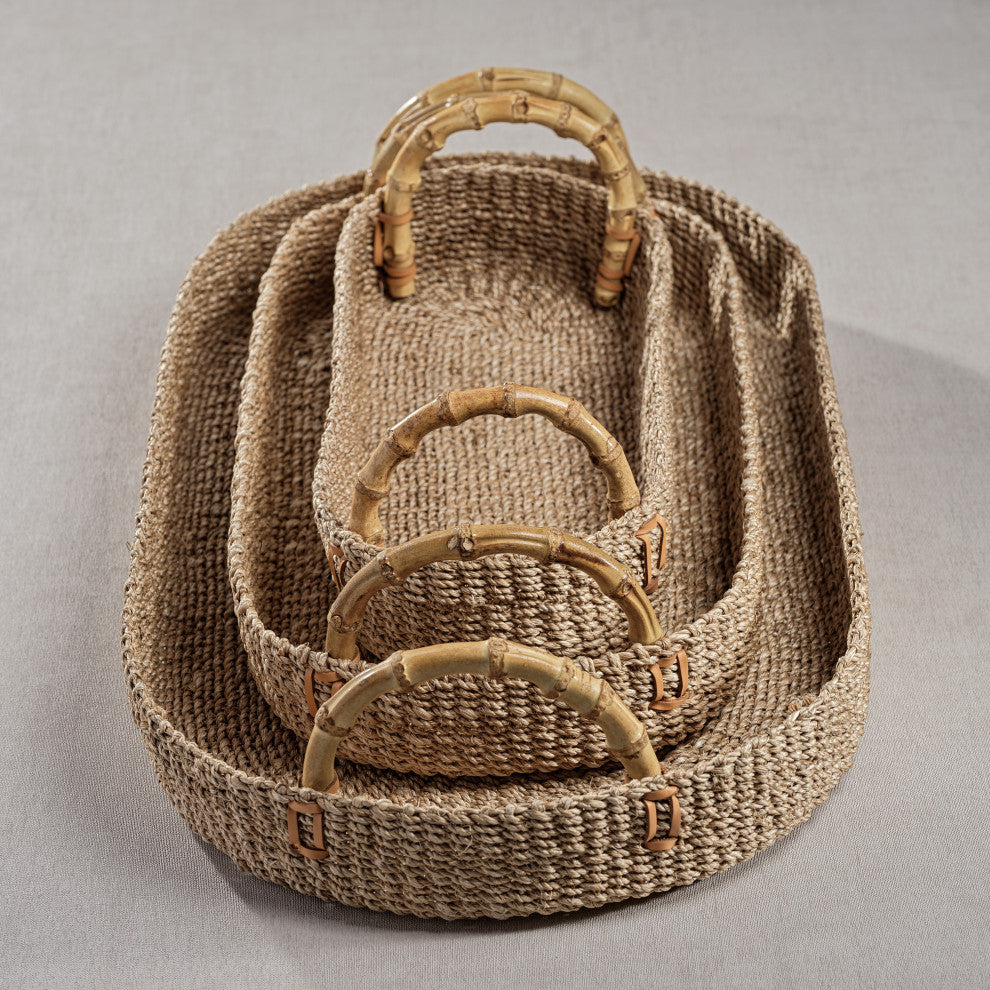 Timor Multipurpose Abaca Tray with Bamboo Handles, Large