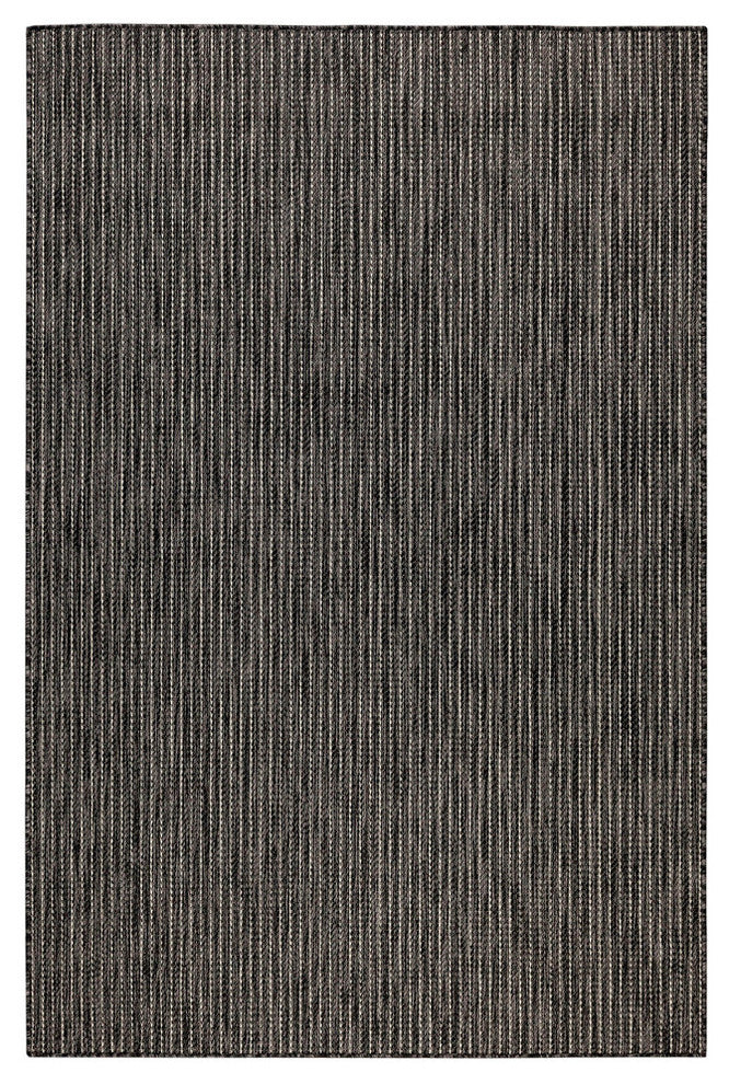 Carmel Texture Stripe Indoor/Outdoor Rug, Black, 7'10"x9'10"