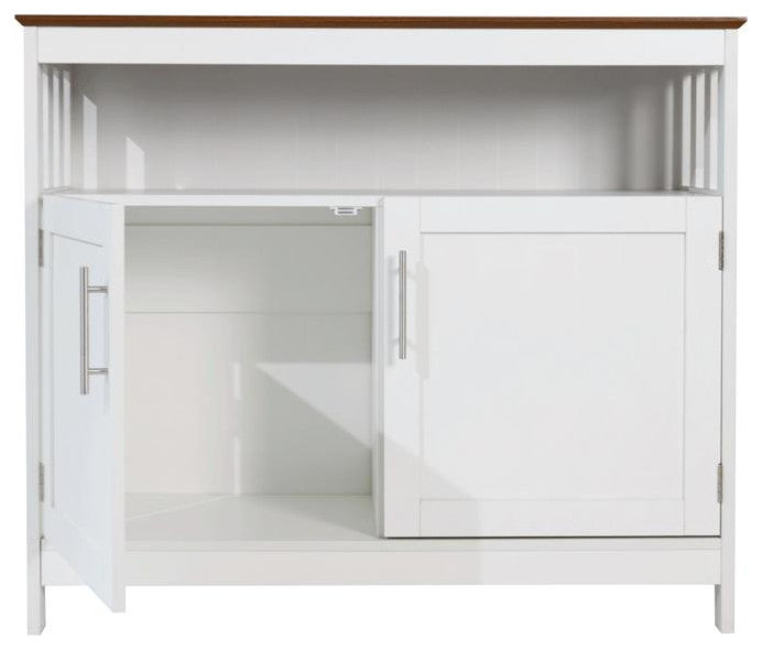 Mayfield 40" Classic Buffet and Sideboard with Double Door Storage Cabinet, Walnut Top/White Frame