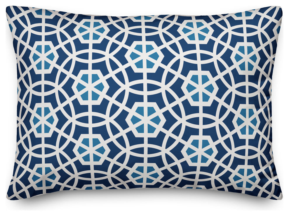 Navy and Blue Geo Circles 14x20 Lumbar Pillow