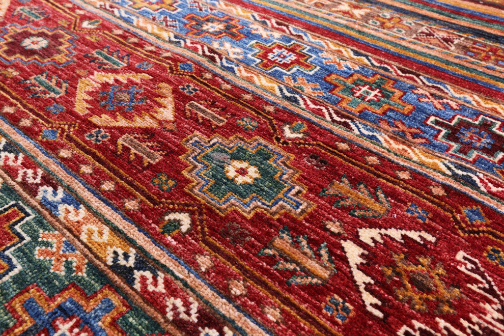 Super Kazak Khorjin Hand Knotted Rug 4' 0" X 5' 11" Q5246