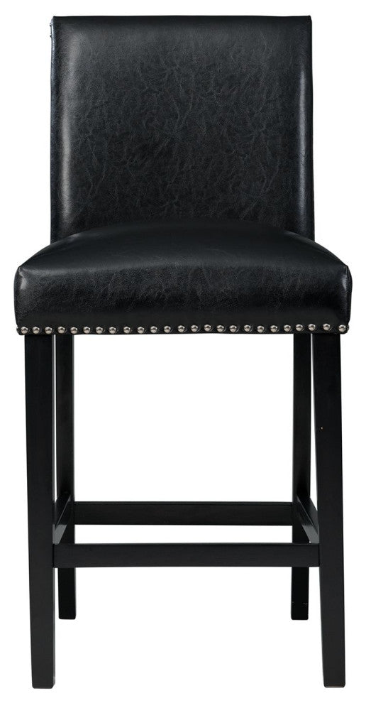 Pia Faux Leather Counter Height Side Chair Set, Black