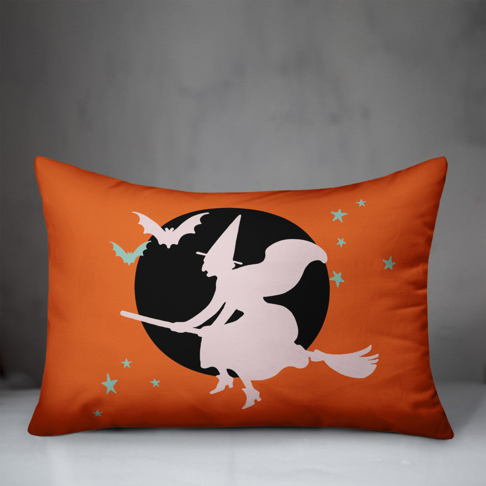 Flying Witch 14x20 Throw Pillow