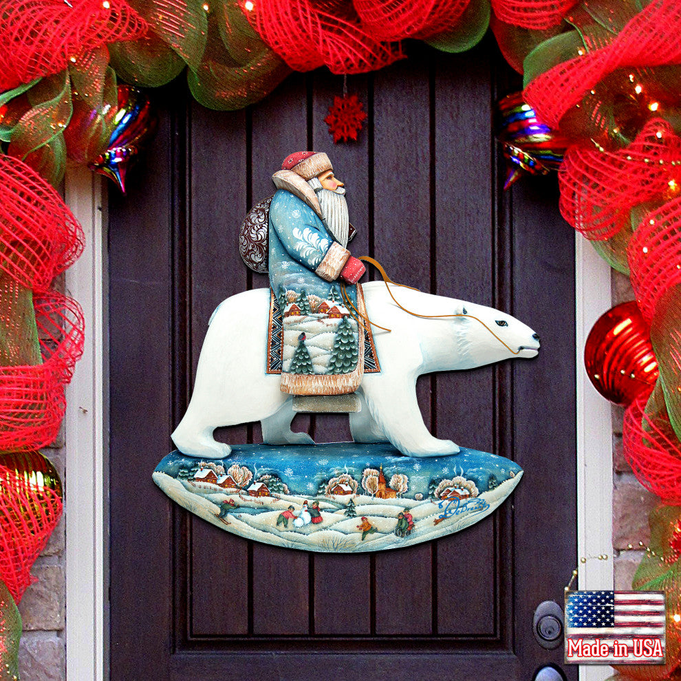 Santa Polar Bear Wall Hanging