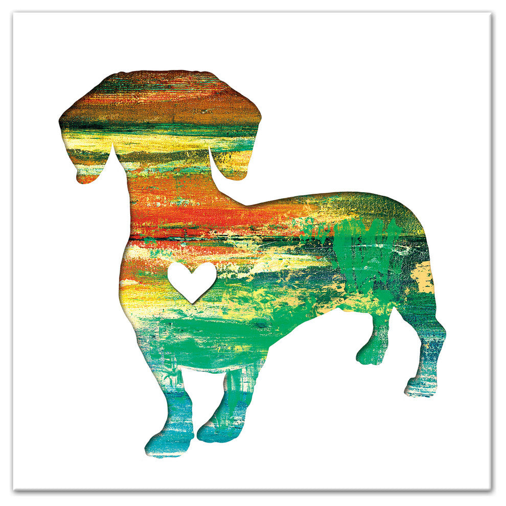 Designs Direct Creative Group Paint Silhouette Dachshund 12x12 Canvas Wall Art