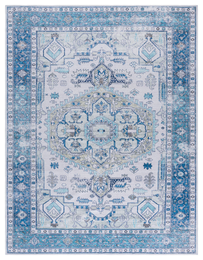 Safavieh Arizona Machine-Washable Collection ARZ105 Rug, Beige/Blue, 9'x12'
