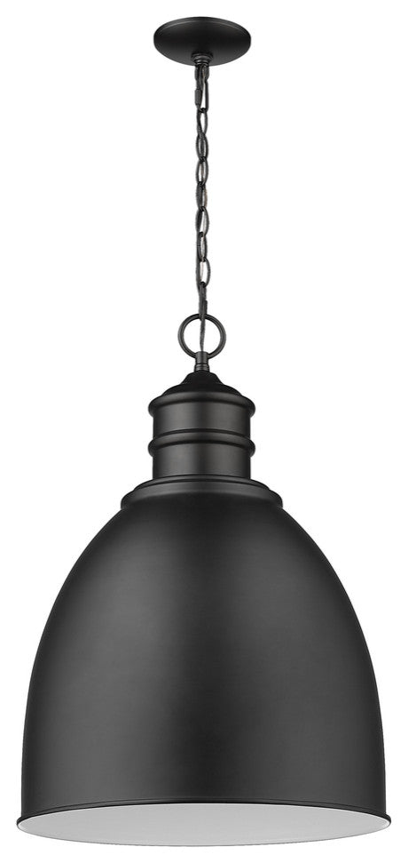 Colby 1-Light Matte Black Pendant With Gloss White Interior Shade