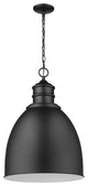 Colby 1-Light Matte Black Pendant With Gloss White Interior Shade