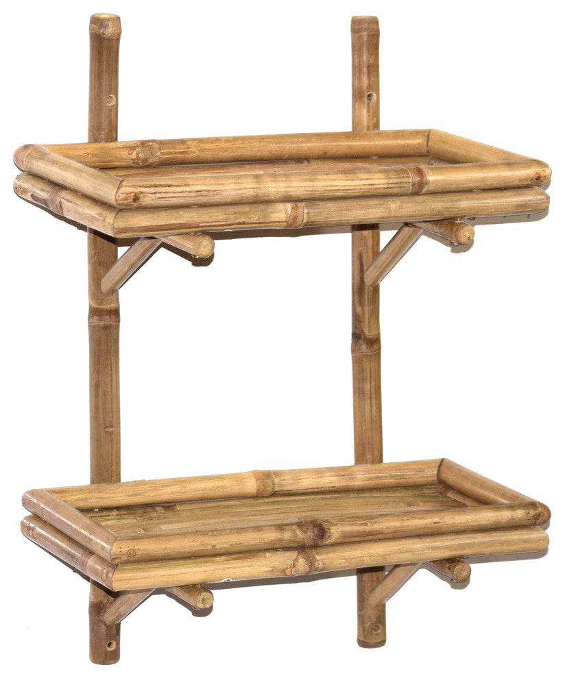 2-Tier Bamboo Wall Shelf