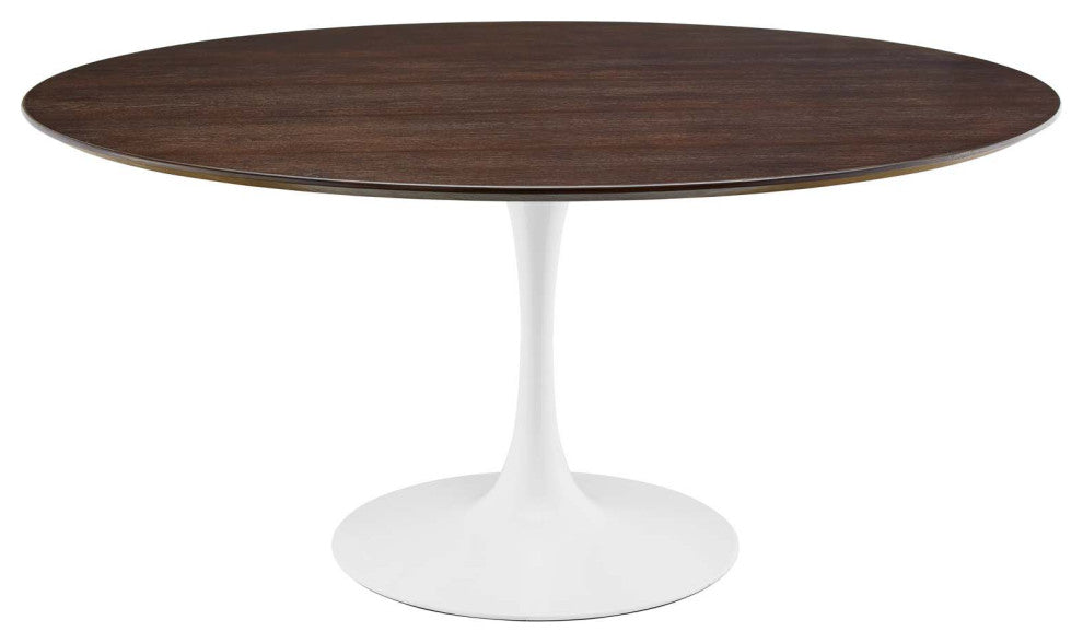 60" Dining Table, Round, White Walnut, Metal, Modern, Bistro Hospitality