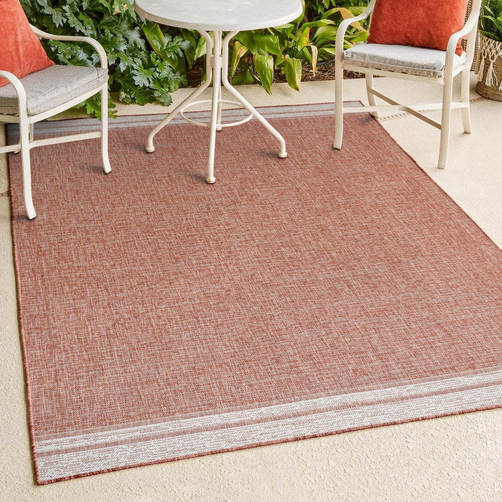 Alda Modern Minimalist Mingled Solid Indoor/Outdoor Area Rug
