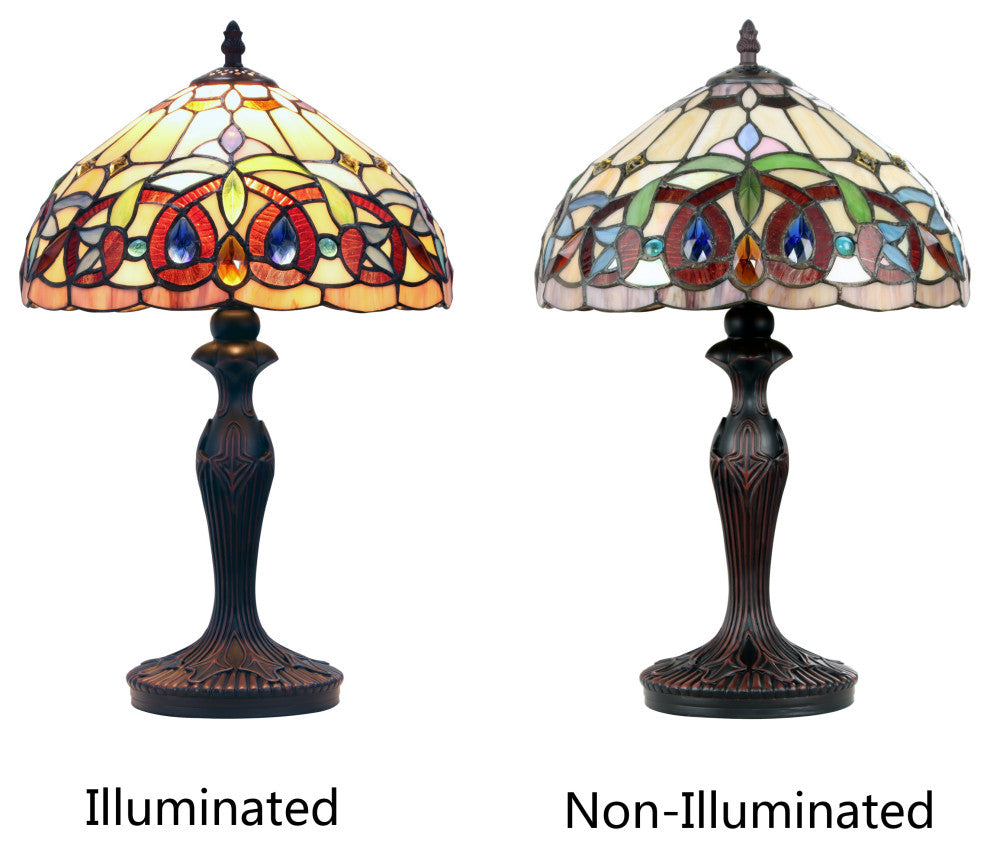 Serenity Tiffany-Style Dark Bronze 1 Light Table Lamp 12" Shade