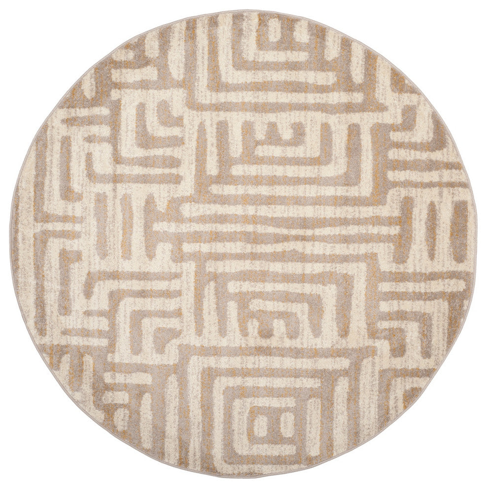 Safavieh Amsterdam Ams106A Southwestern Rug, Ivory/Mauve, 6'7"x6'7" Round
