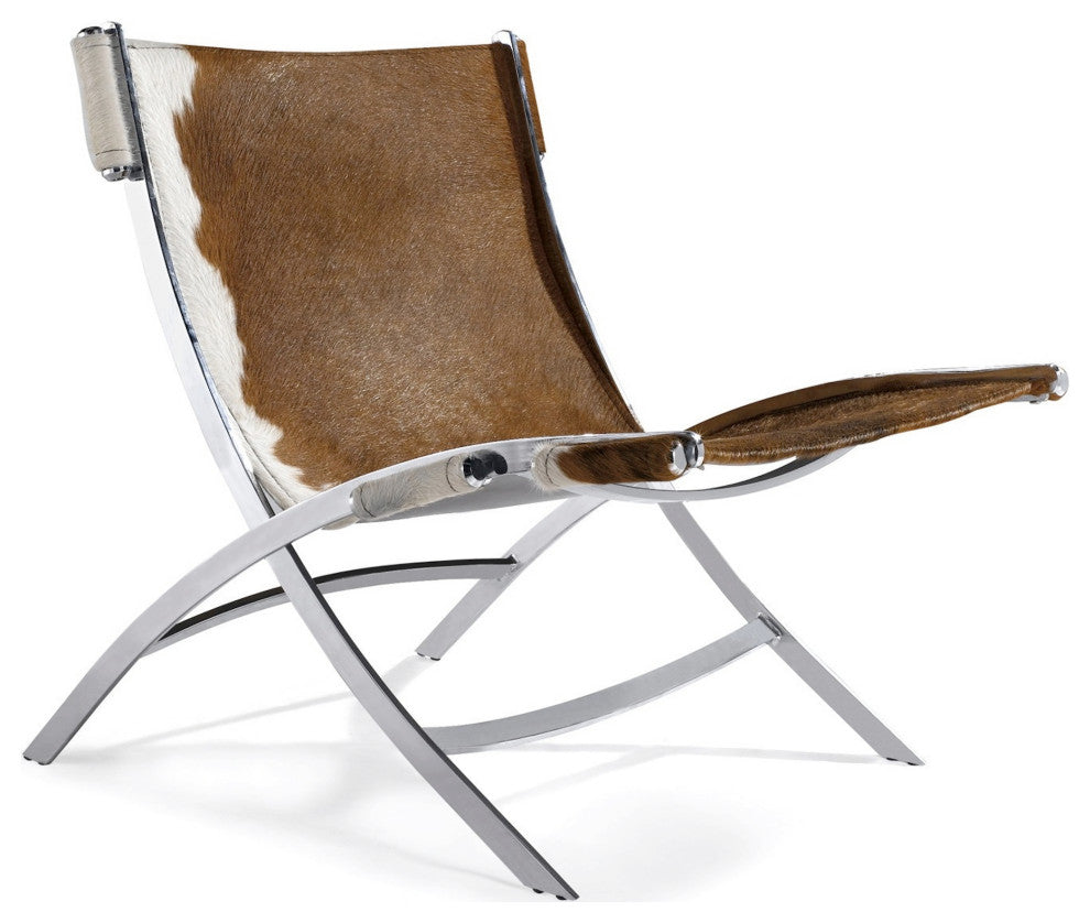Cowhide Accent Chair in Brown, Black and White