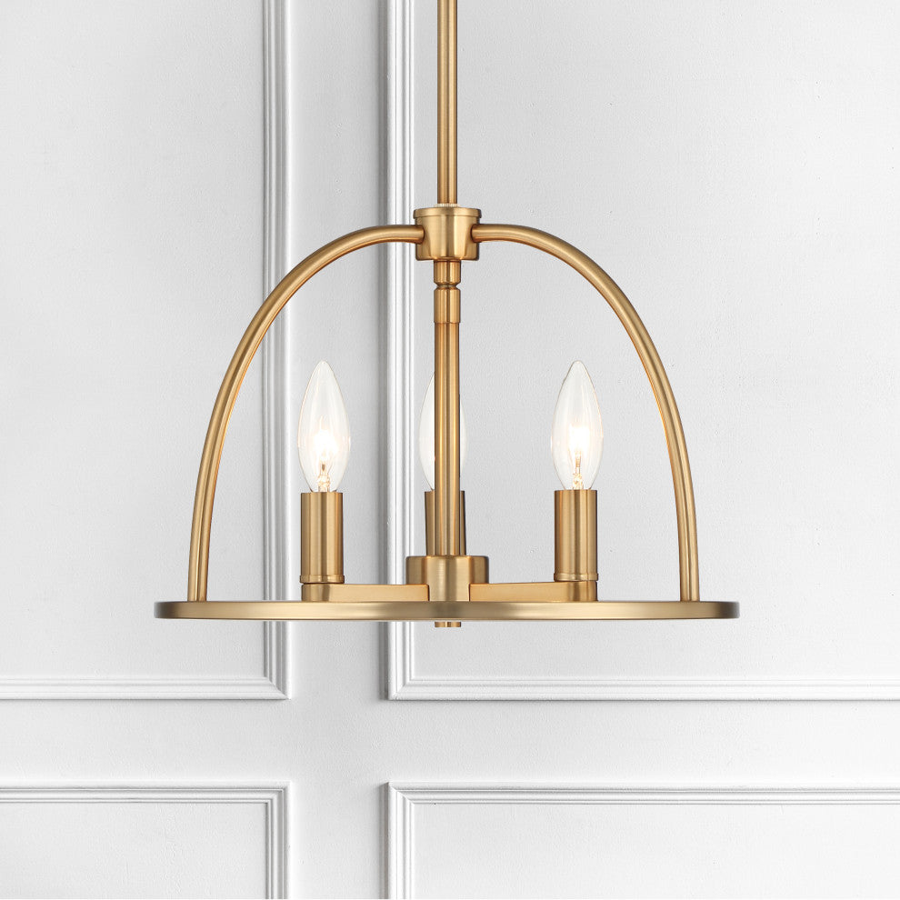 Abbott Three Light Chandelier in Vibrant Gold