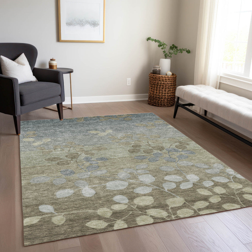 Machine Washable Indoor/Outdoor Chantille ACN1900 Khaki 10' x 14' Rug