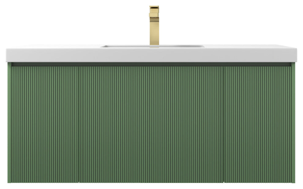 Floating Bathroom Vanity with Sink, Wall Mounted Vanity, Green, 48" W/ Single Sink