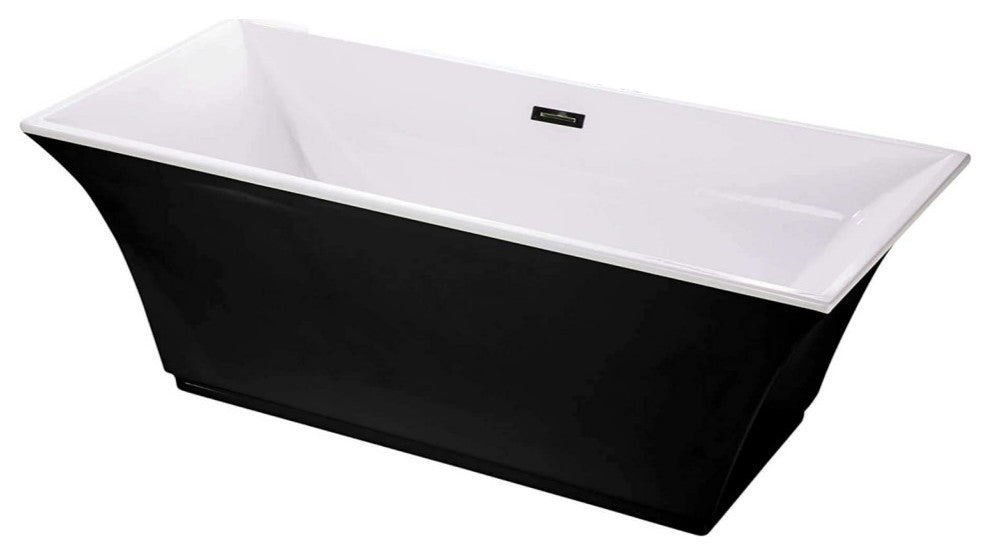 Fine Fixtures Sanctuary Freestanding Bathtub With Drain, Black
