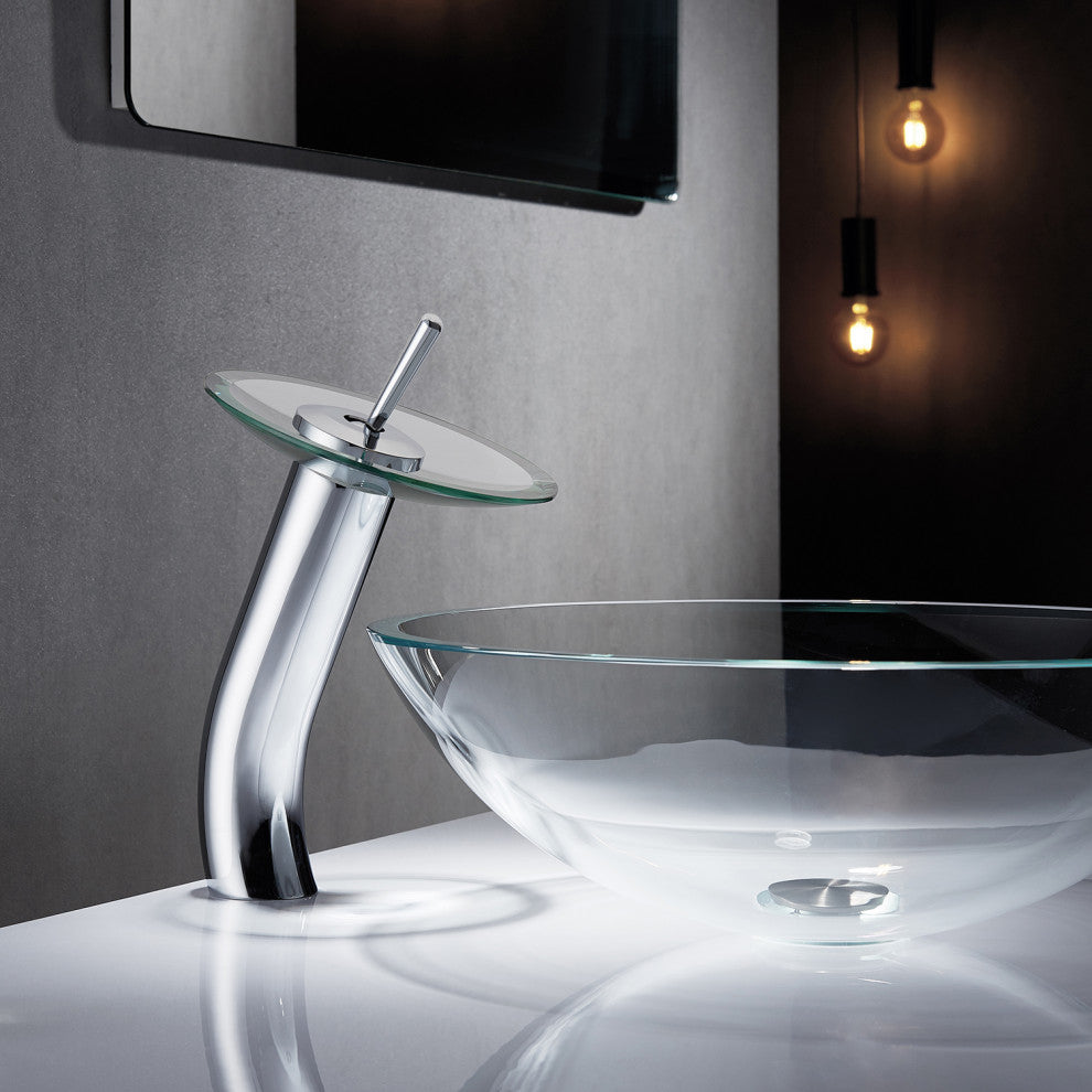 Vinnova Torino Falls Single Hole Bathroom Faucet, Polished Chrome