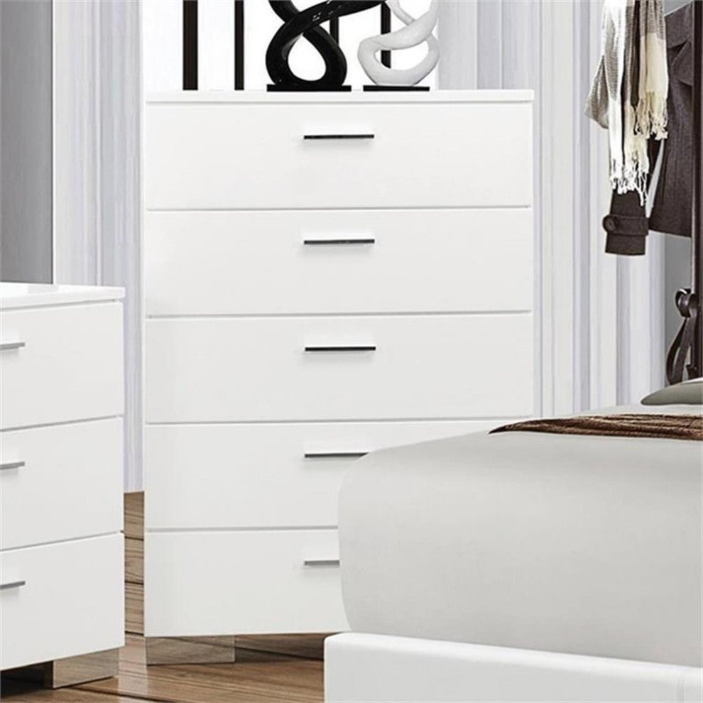 Coaster Felicity Contemporary Wood 5-Drawer Rectangular Chest in White