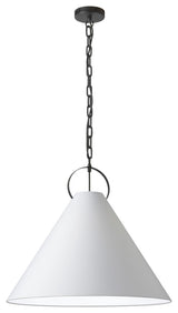 White Contemporary Pendant With Matte Black Metal