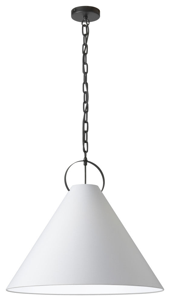 White Contemporary Pendant With Matte Black Metal