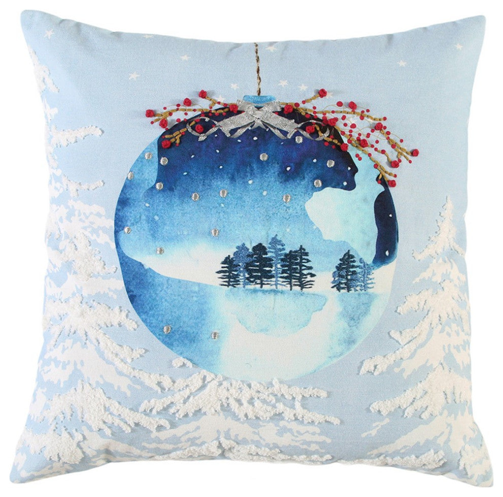 Blue Winter Wonderland Ornament Decorative Throw Pillow
