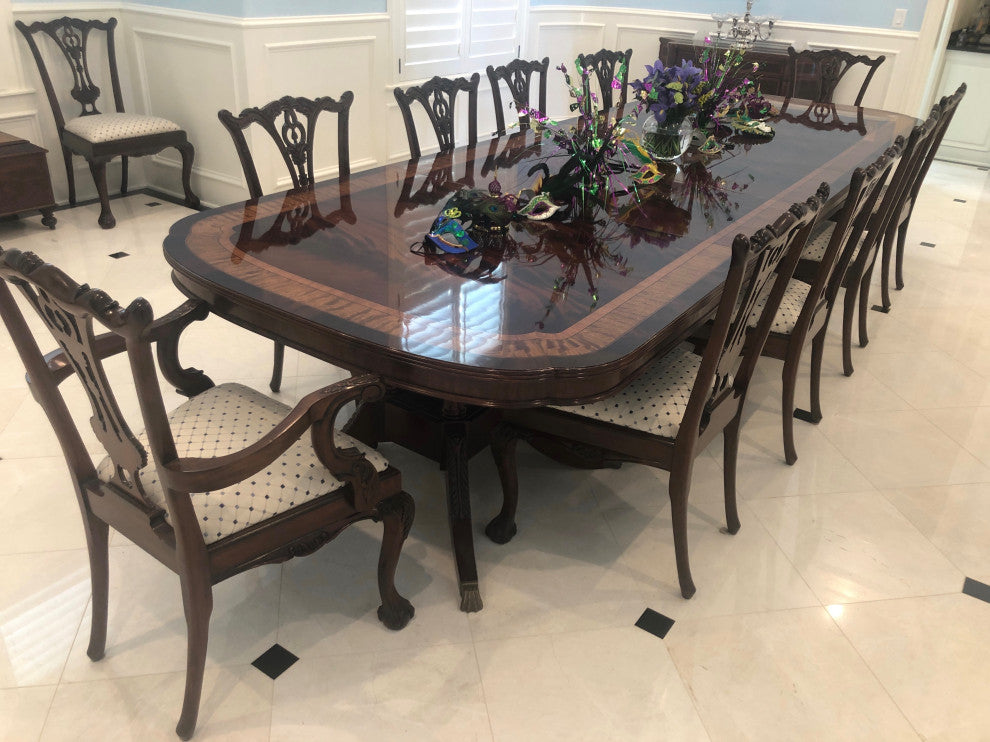 Large Scallop Cornered Mahogany Georgian Dining Table by Leighton Hall
