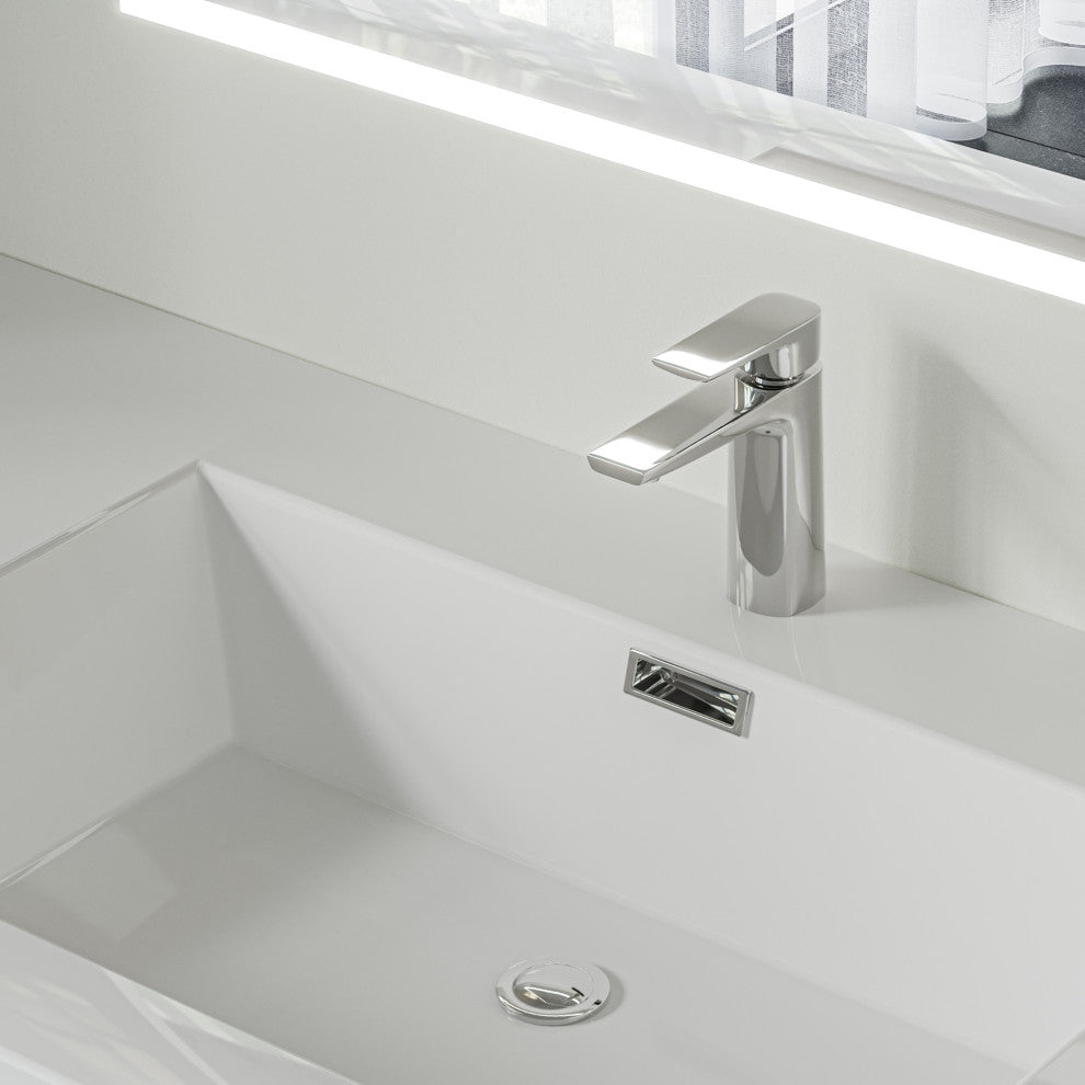 Beacon Bath Vanity, High Gloss White, 60", Single Sink, Wall Mount