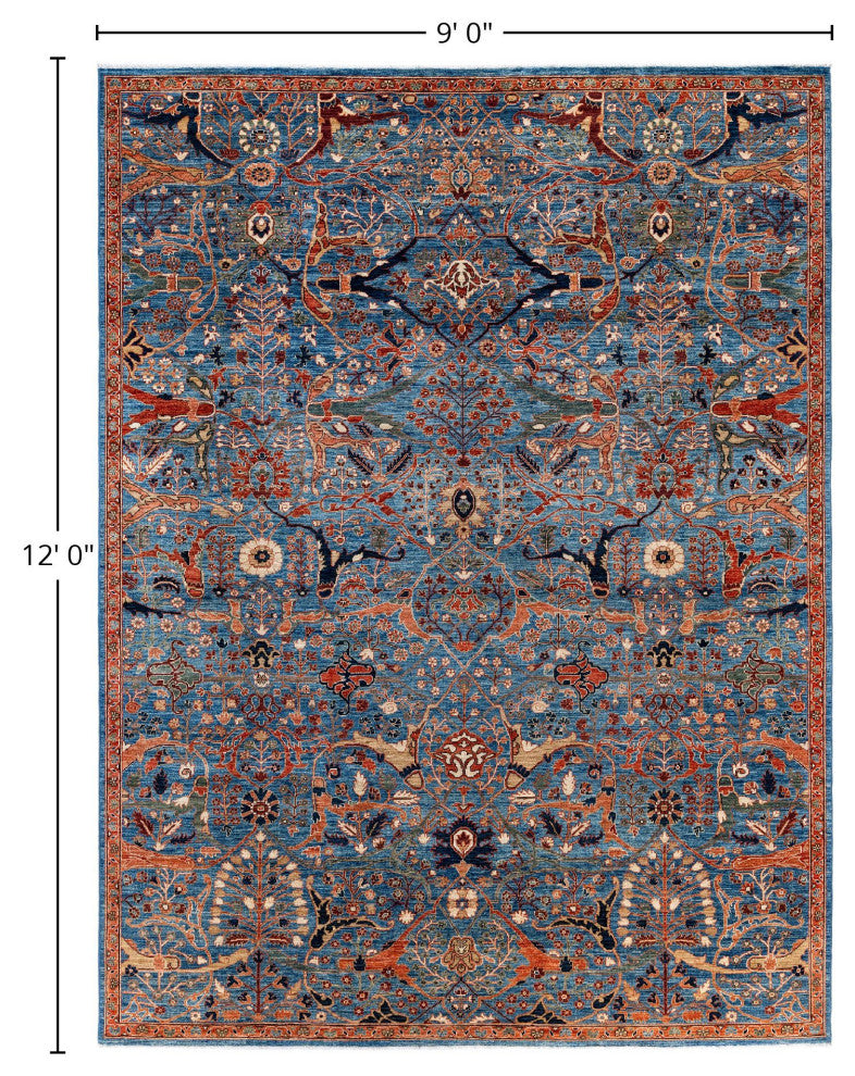 Serapi One-of-a-Kind Hand-Knotted Area Rug Light Blue, 9'0" x 12'0"