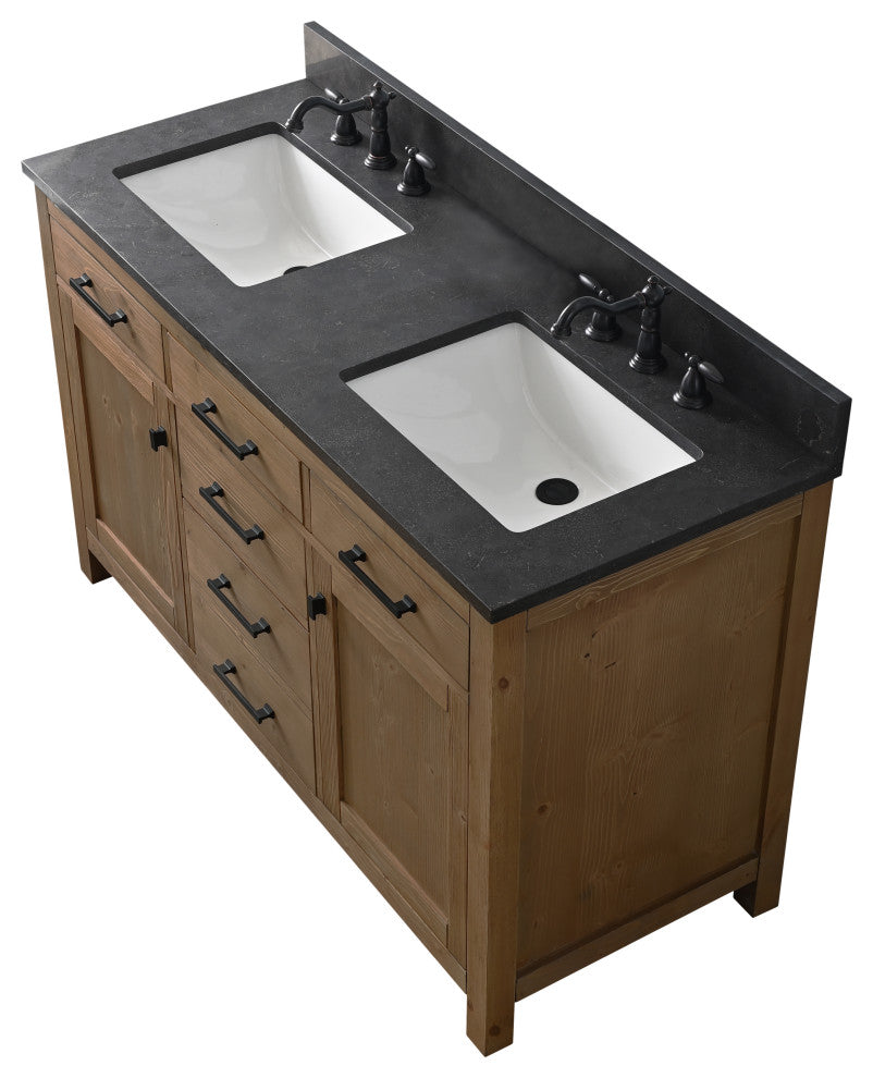 Jasper 54" Bathroom Vanity, Textured Natural, Blue Limestone