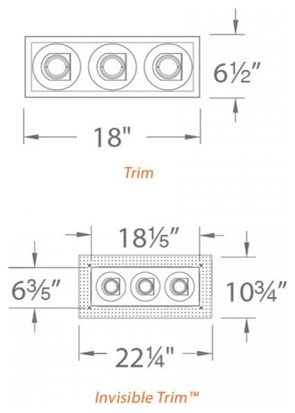 Tesla LED Multiple Three-Light Spot 2700K Invisible Trim With-Light Engine