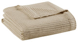 Beautyrest Cotton Waffle Weave Bedding Blanket, Khaki