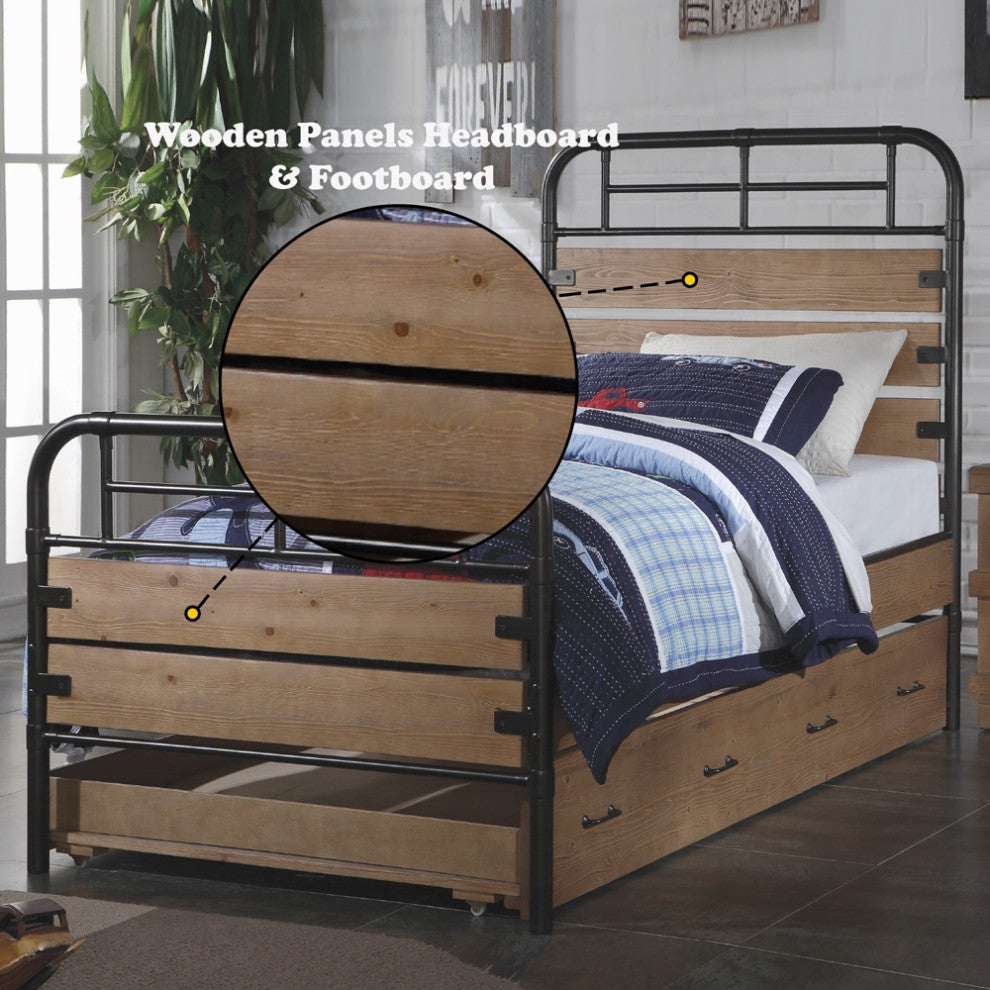 Adams Bed, Antique Oak, Twin, Trundle Not Included