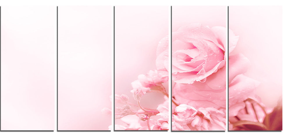 Beautiful Rose In Magic Light, Portrait Canvas Art Print, 60"x28", 5 Panels