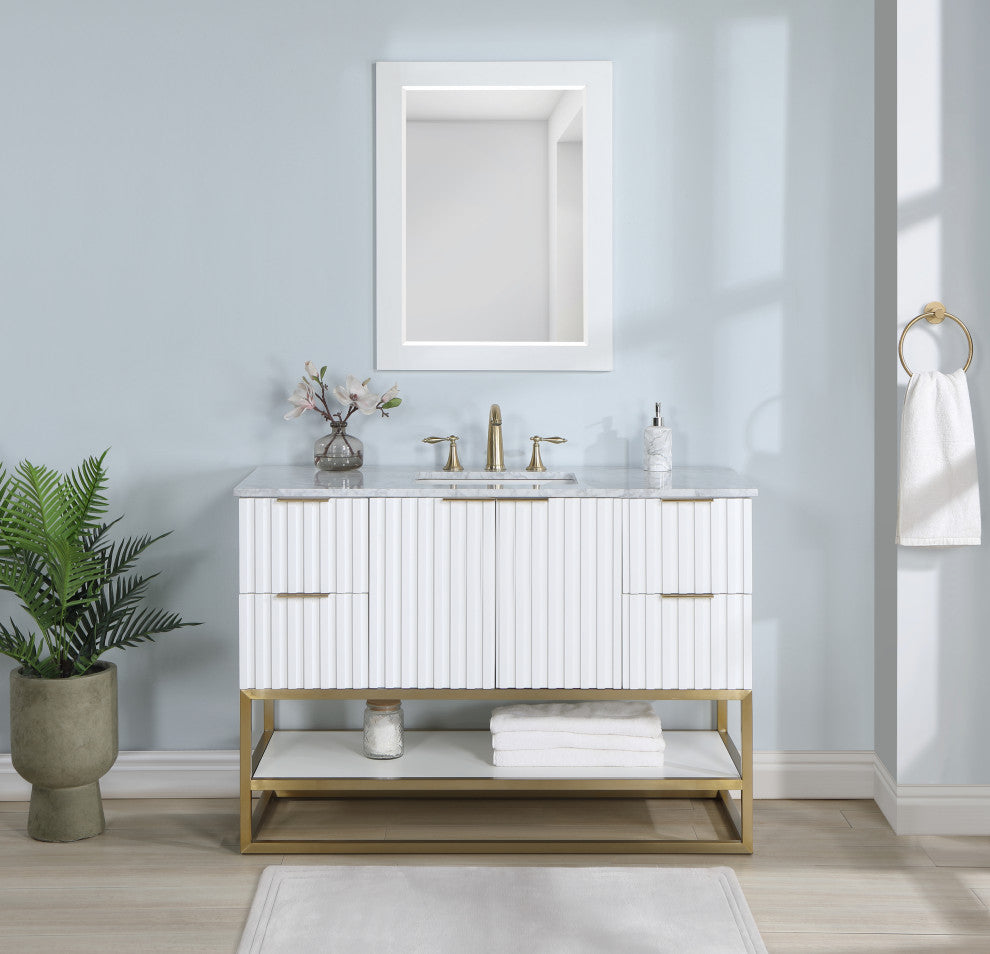 Monad Bathroom Vanity, White, 48" Wide