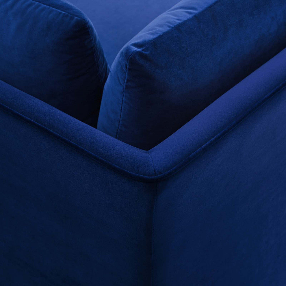 Sofa Corner Chair, Velvet, Blue Navy, Modern, Living Lounge Hotel Hospitality