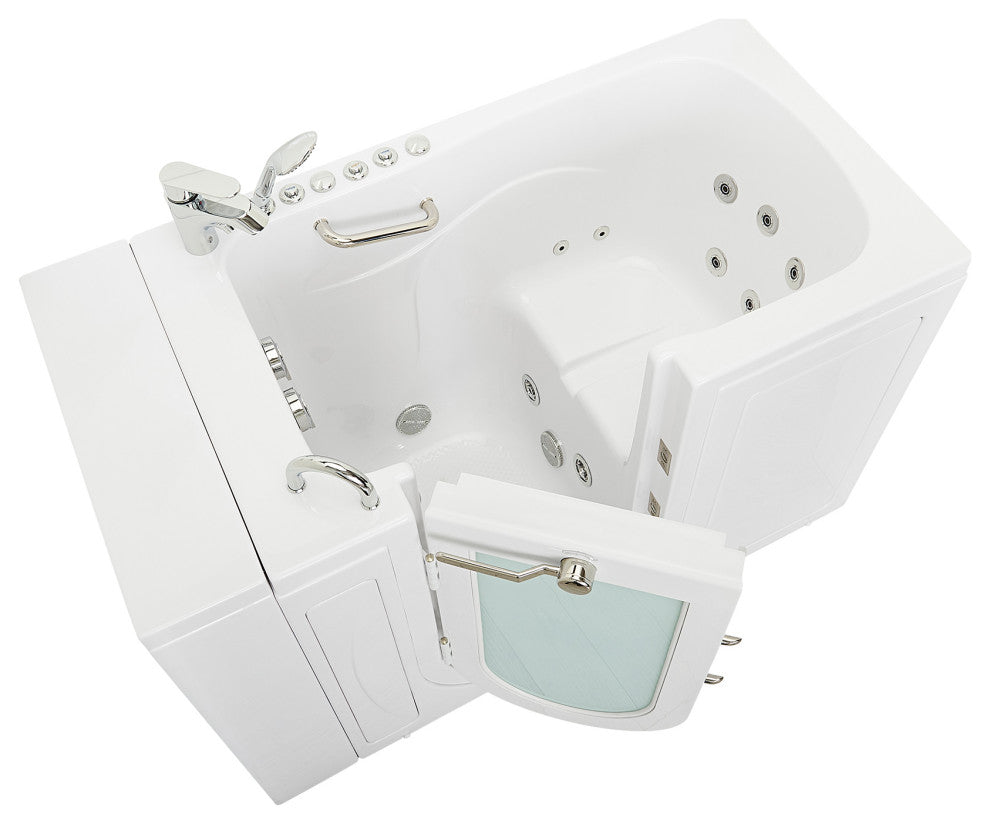 Ella Capri 30"x52" Air+Hydro Massage Walk-In Bathtub, Outward Swing Door, Faucet