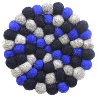 Felt Ball Coasters, Set of 4, Dark Blues