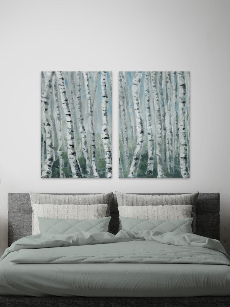 Skinny Tree Trunks III Diptych, 16"x12"