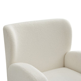 GDF Studio Modern Wingback Fabric Lounge Chair With Wood Legs, Beige