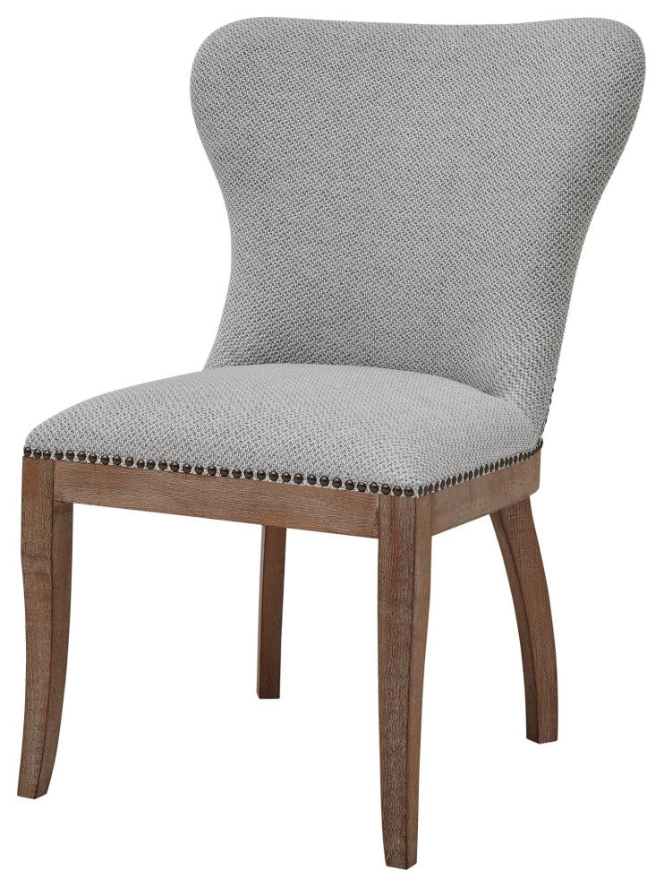 Dorsey Dining Side Chair Drift Wood Legs, Set of 2, Cardiff Gray, Fabric