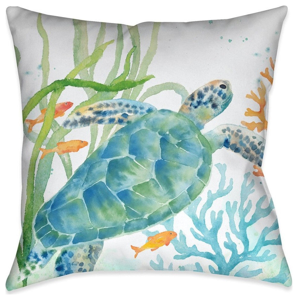 Laural Home Sea Life Turtle 18" X 18" Indoor Decorative Pillow