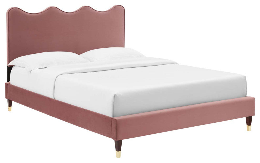 Current Performance Velvet Twin Platform Bed, Dusty Rose