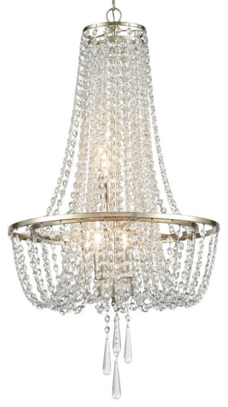 Crystorama ARC-1907-SA-CL-MWP, 4-Light Chandelier, Antique Silver