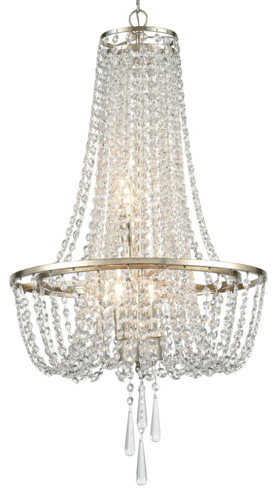 Crystorama ARC-1907-SA-CL-MWP, 4-Light Chandelier, Antique Silver