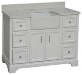 Zelda 48" Bathroom Vanity, White, Quartz