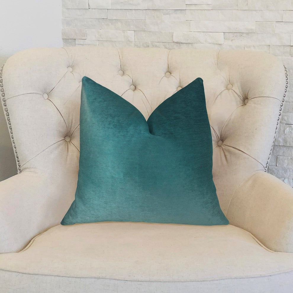 Aqua Dulce Teal Handmade Luxury Pillow, 20"x20"